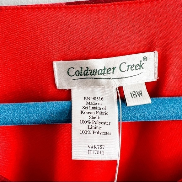 Coldwater Creek Red Orange Paisley Asymmetrical Tiered V-Neck Blouse 18W - Picture 5 of 6